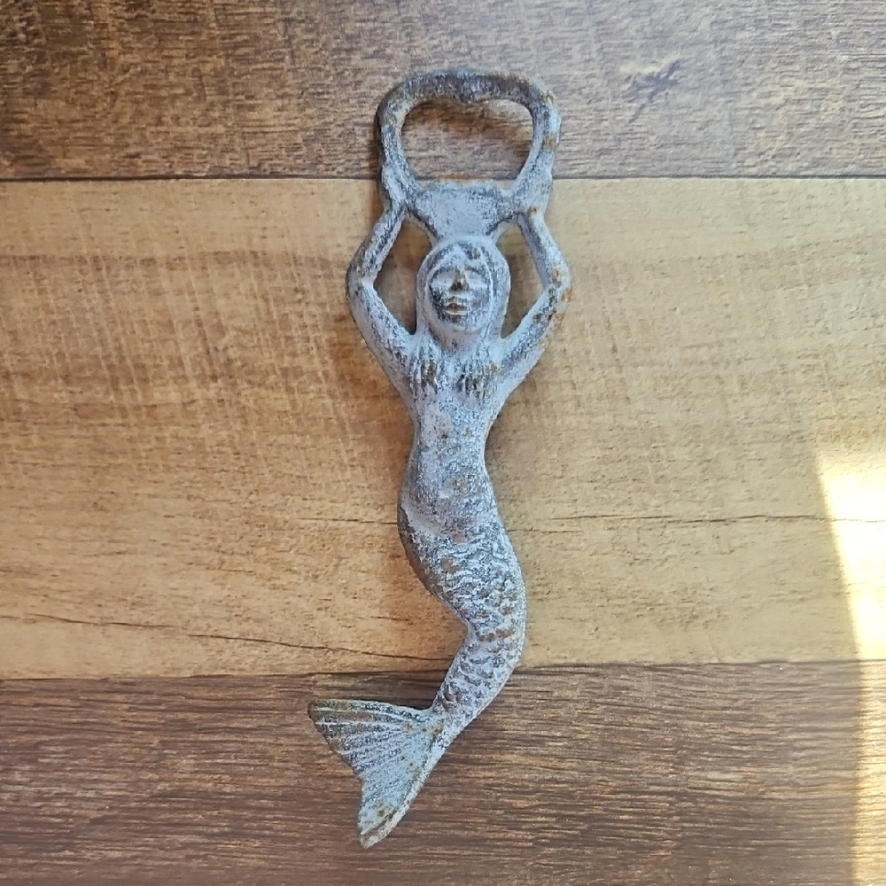 Mermaid Cast Iron Bottle Opener - Rustic Brown